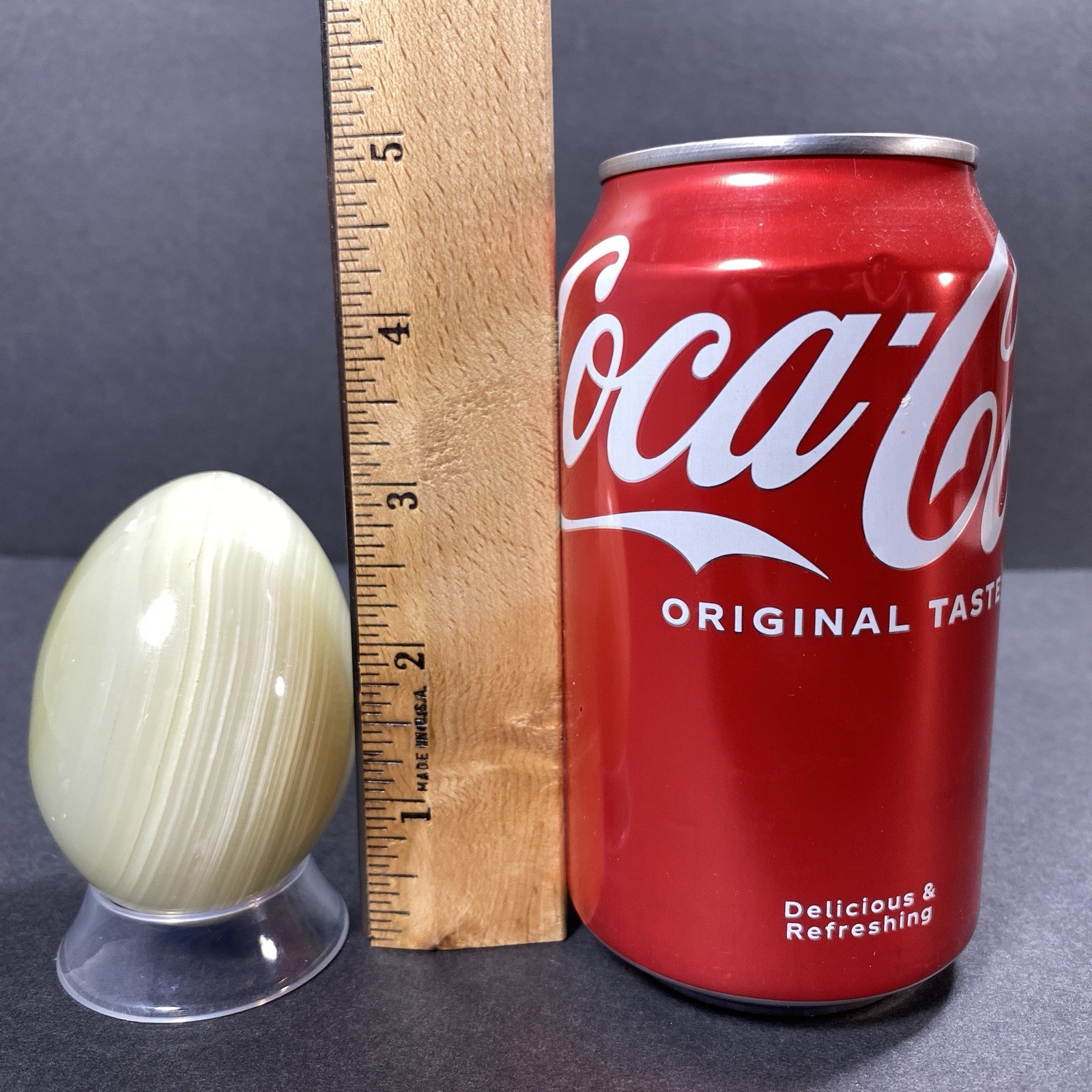 Natural Onyx Stone Egg With Stand Hand Polished Banded Agate Calcite Crystal