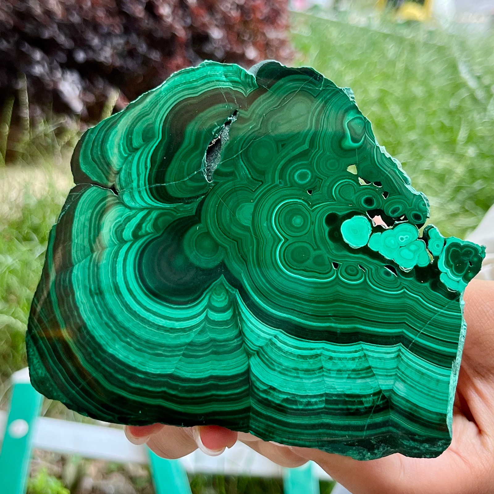 525 g Malachite Polished Slab Green Banded Agate Look Mineral Specimen Reiki