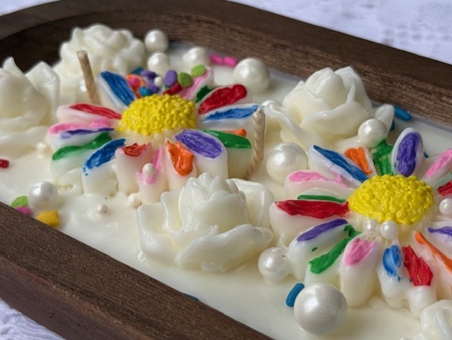 Birthday Celebrate Dough Bowl Soy Candle, Wooden Dough Bowl, Celebration Gift, B
