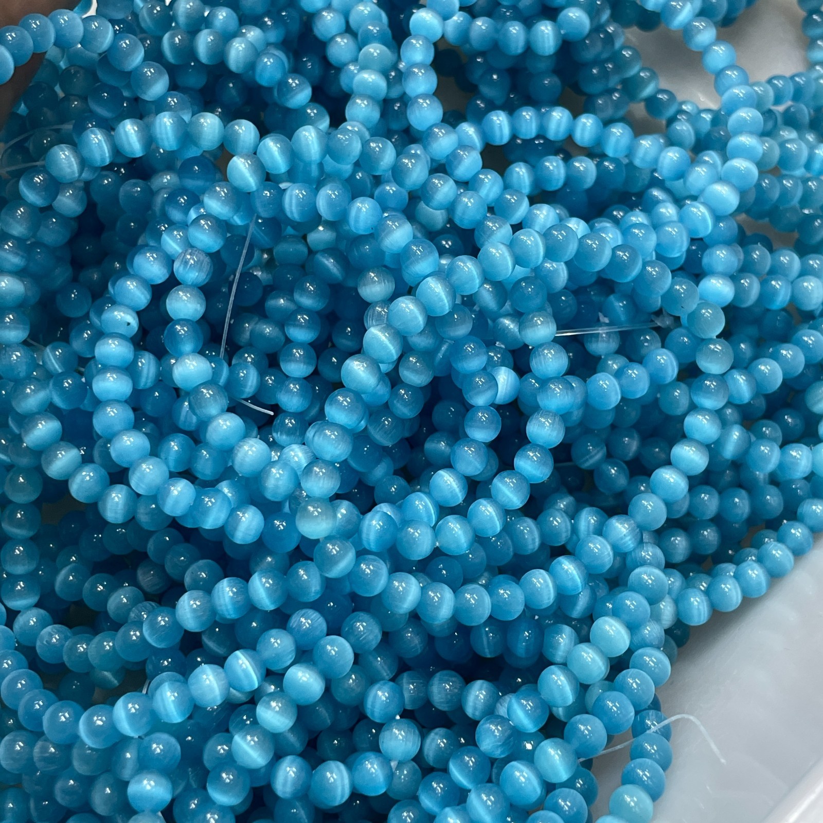10pcs Glass Cat Eye Beads Round Beads 6mm Bracelet decor 7.5″