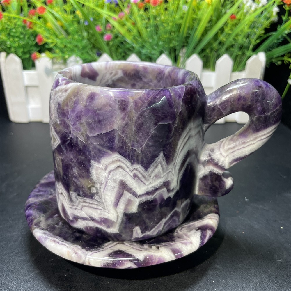 2.5LB 4.7″ Natural Dream Amethyst Cup Crystal Quartz Decor Figurine Carved