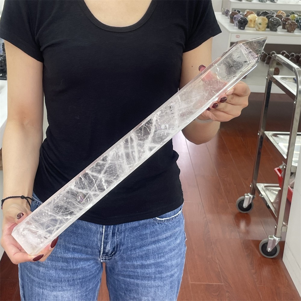 5.1LB 20.2″ Natural A+++ Clear Quartz Obelisk Tower Crystal Decor Reiki Heal