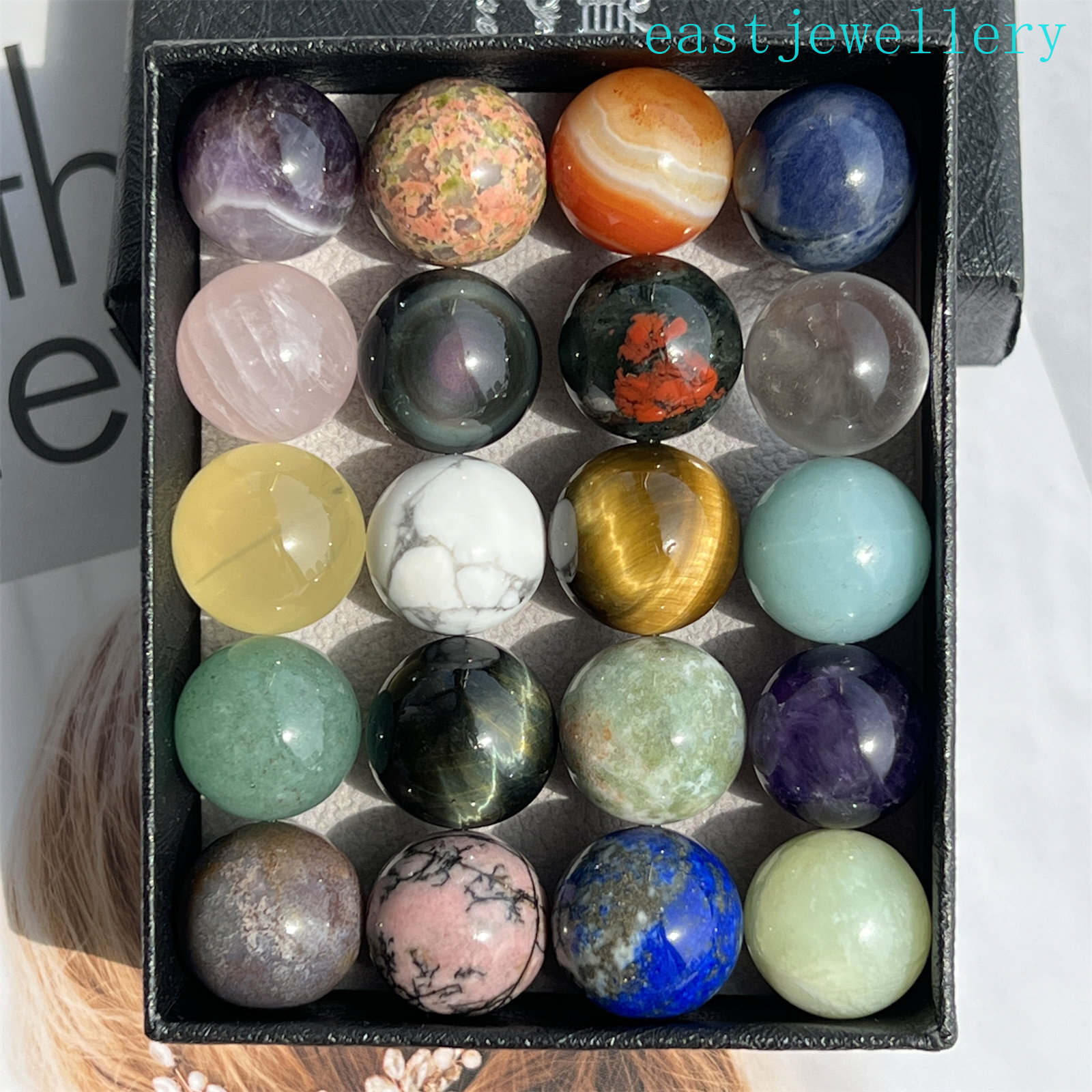 20x Wholesale Natural Mixed sphere quartz crystal ball reiki healing 15mm+ box