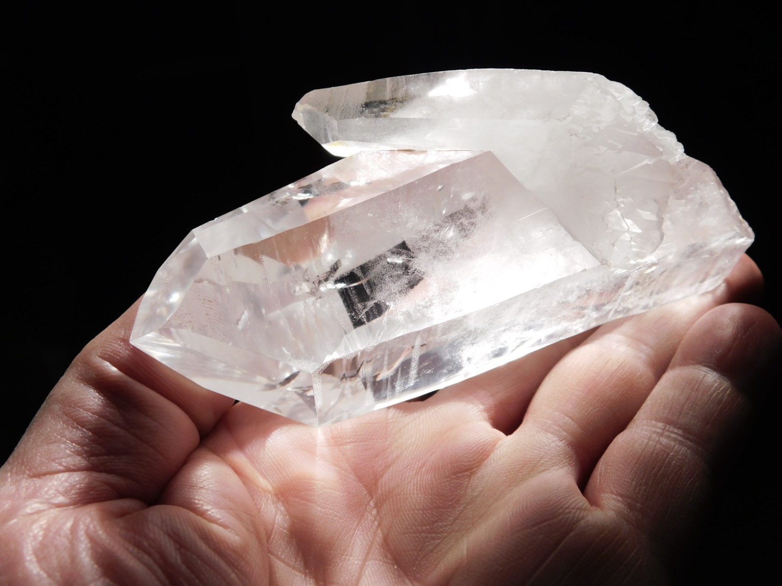 Larger! Translucent LEMURIAN Quartz Crystal TWIN From Brazil 335gr
