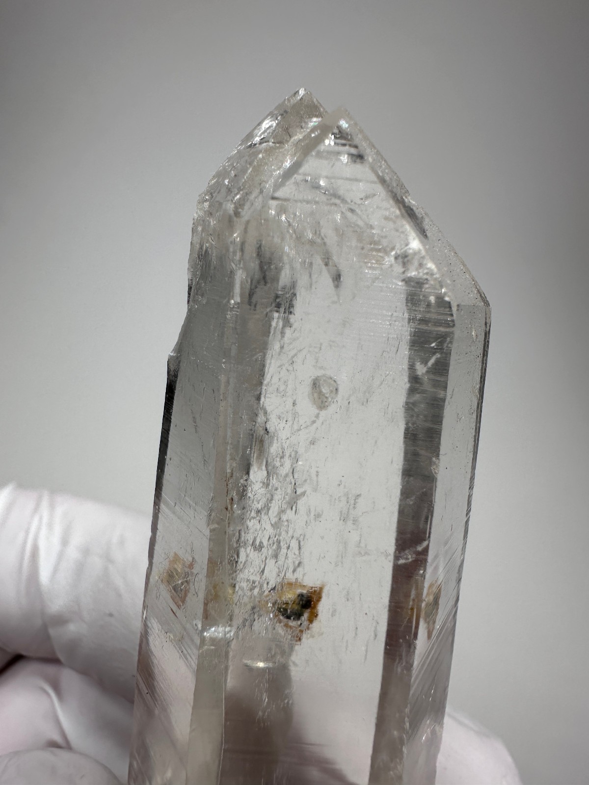 Optical Clear Colombian Lemurian Quartz Crystal Tantric Twin Point