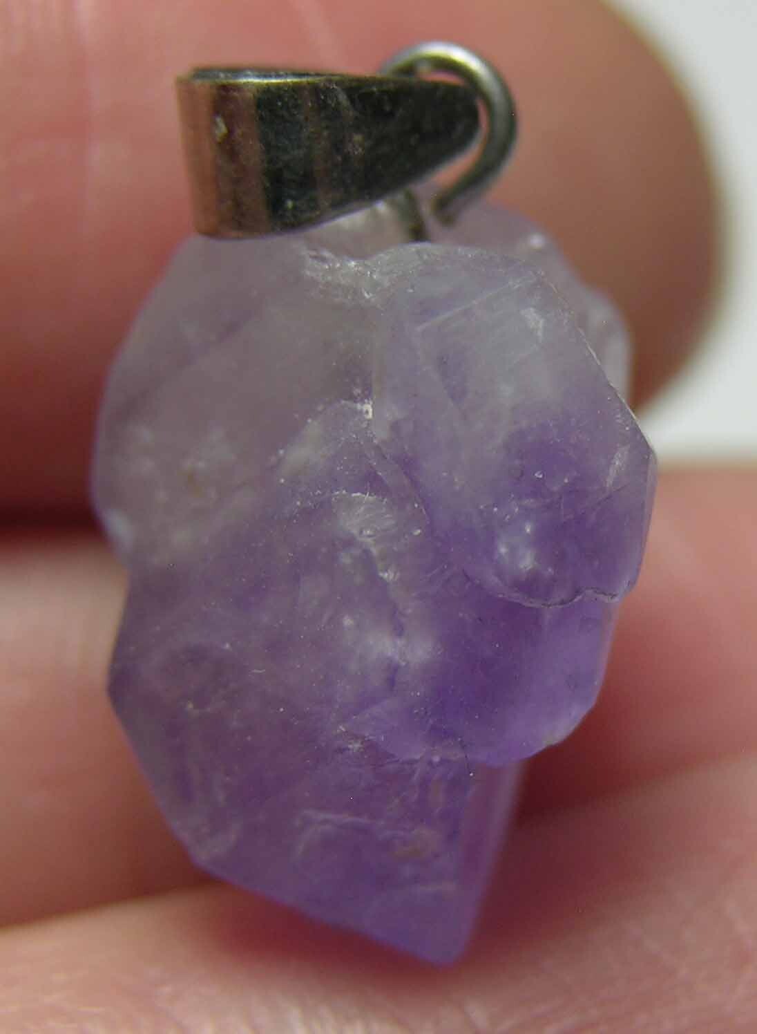 #55 Raw Rough 16.00ct 100% Natural Amethyst Crystal Point Pendant 3.20g 15.00mm