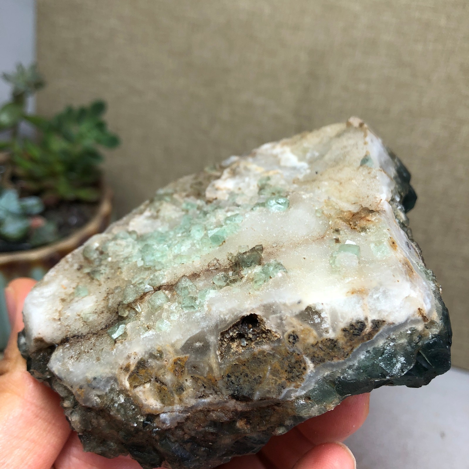 345g NATURAL Green Cubic FLUORITE Crystal Cluster Mineral Specimen A4719