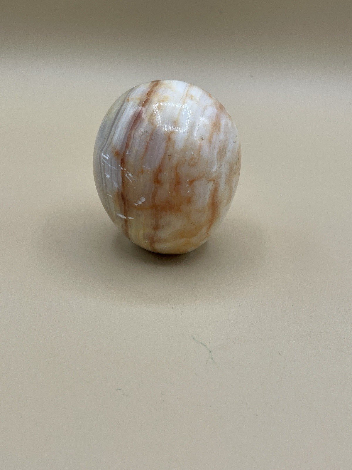 Orange Banded Agate Egg No Stand Has Blemishes 300g