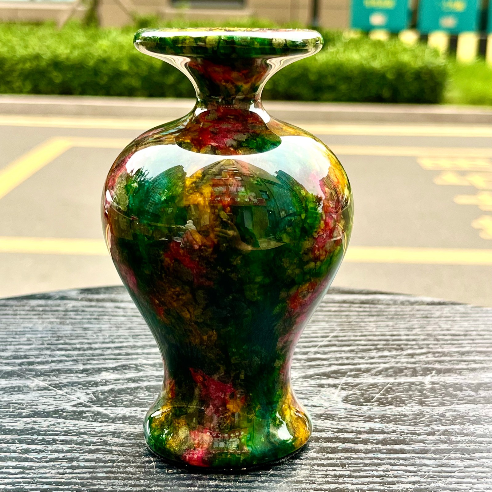 1.94LB Natural “Seven Colors Jade” vase specimen -Taiwan China