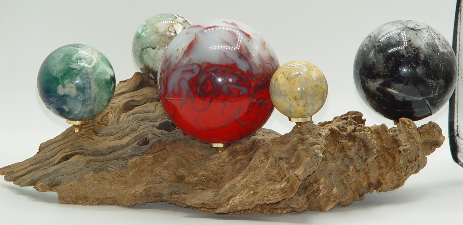 Natural Driftwood Multi 6 Sphere Holder Wood Nature Earth Unique Stand Display