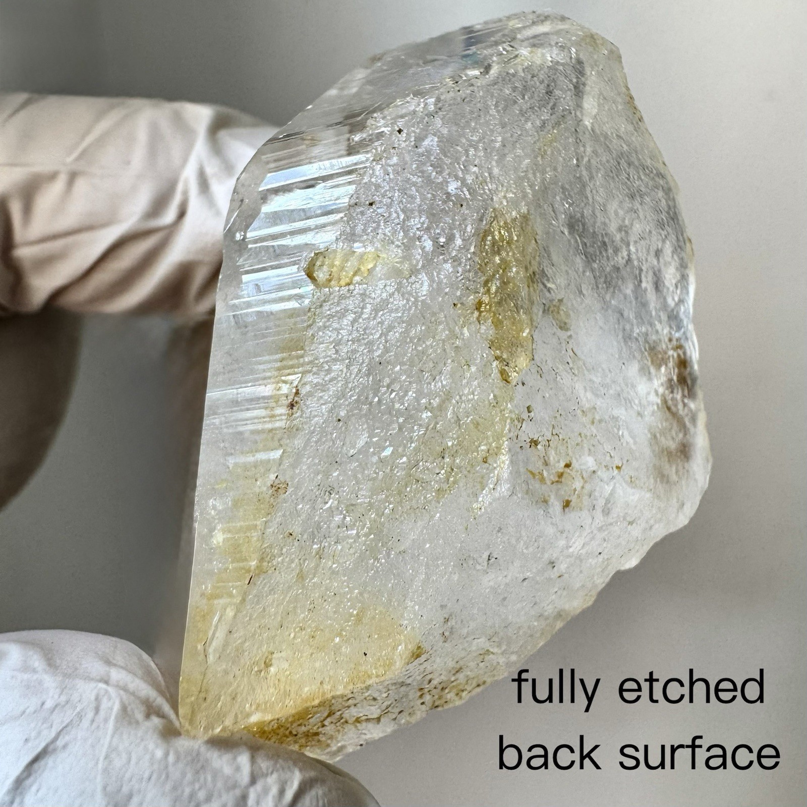 “Golden Archive Tablet” Ganesh Himalayan Flat Top Curved Lemurian Quartz Crystal