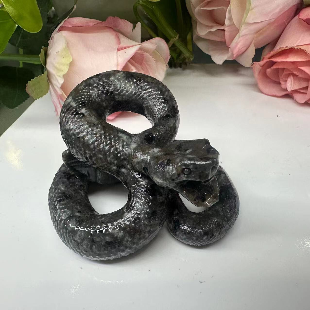 1pc Natural Yooperlite Quartz hand carved snake Crystal reiki healing decor gift