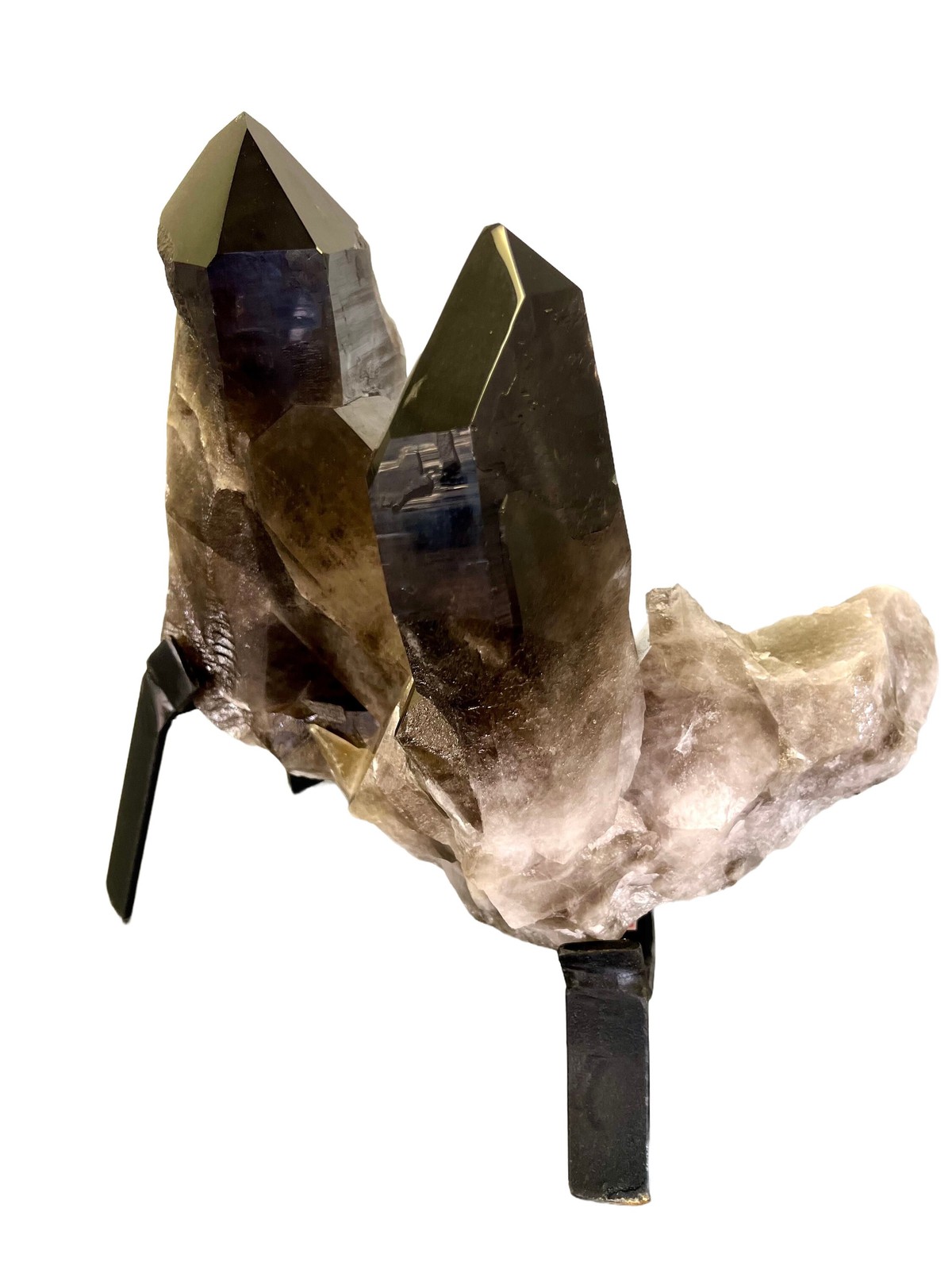 Smoky Quartz on Metal Stand – No.2, Natural Smoky Quartz from Brazil