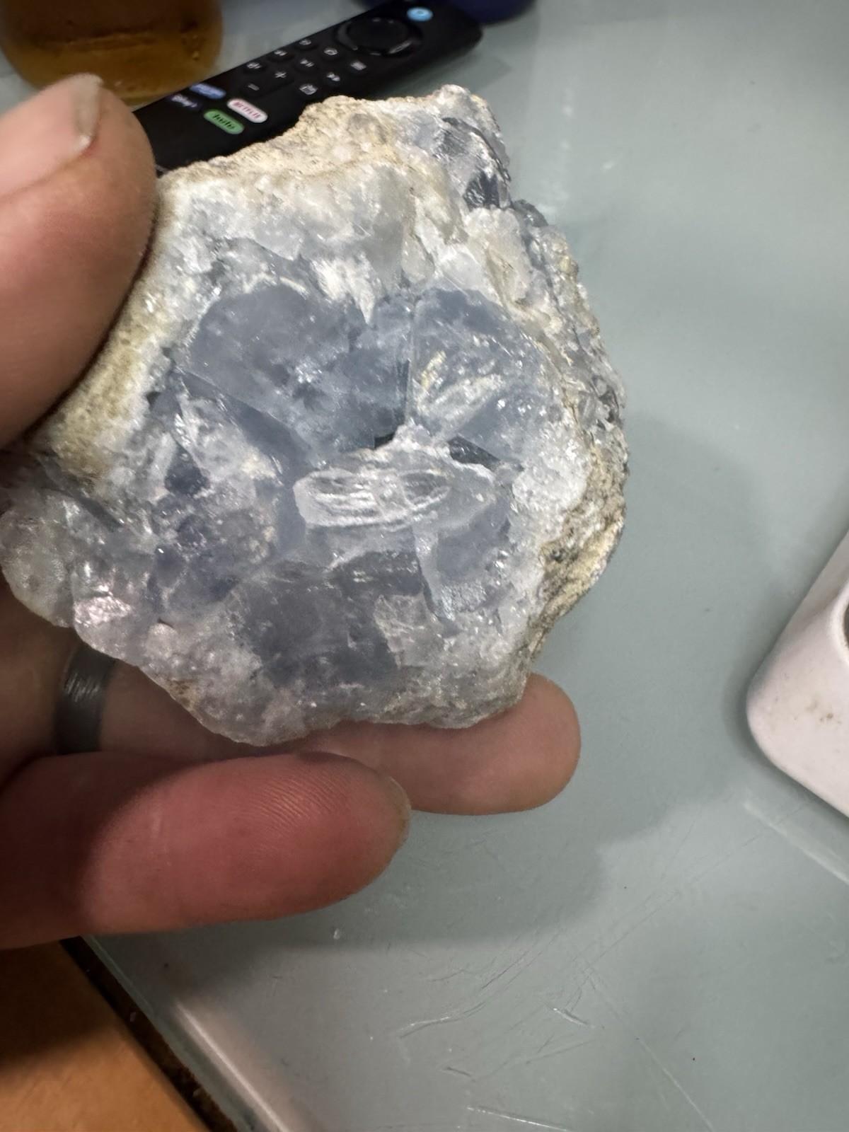 1..8 Lbs Natural Blue Celestite Geode Quartz Crystal Mineral Specimen Healing
