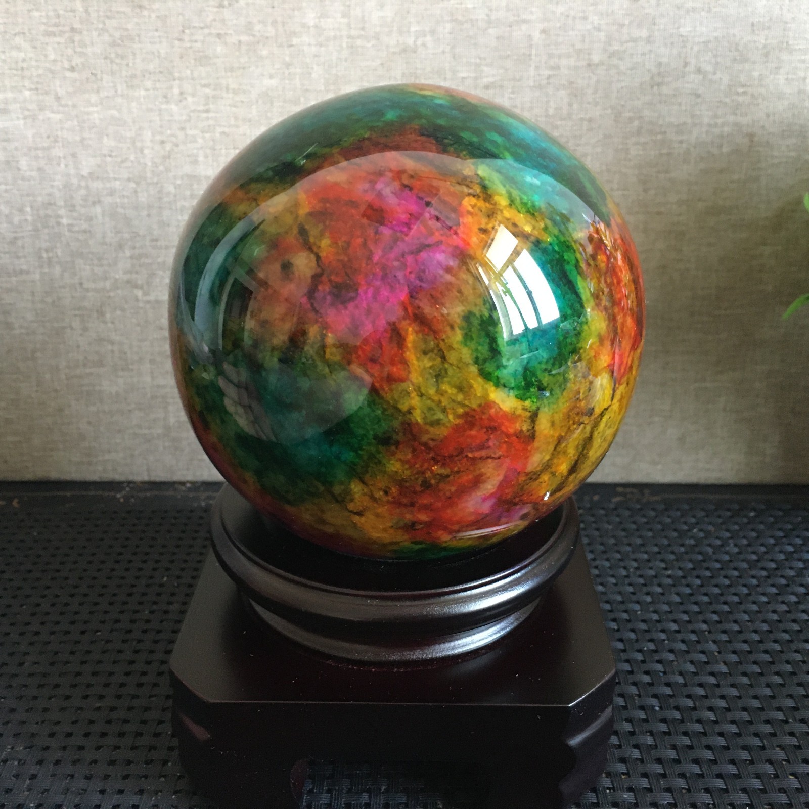 1536g “Seven Colors Jade” crystal sphere specimen -Taiwan China B04