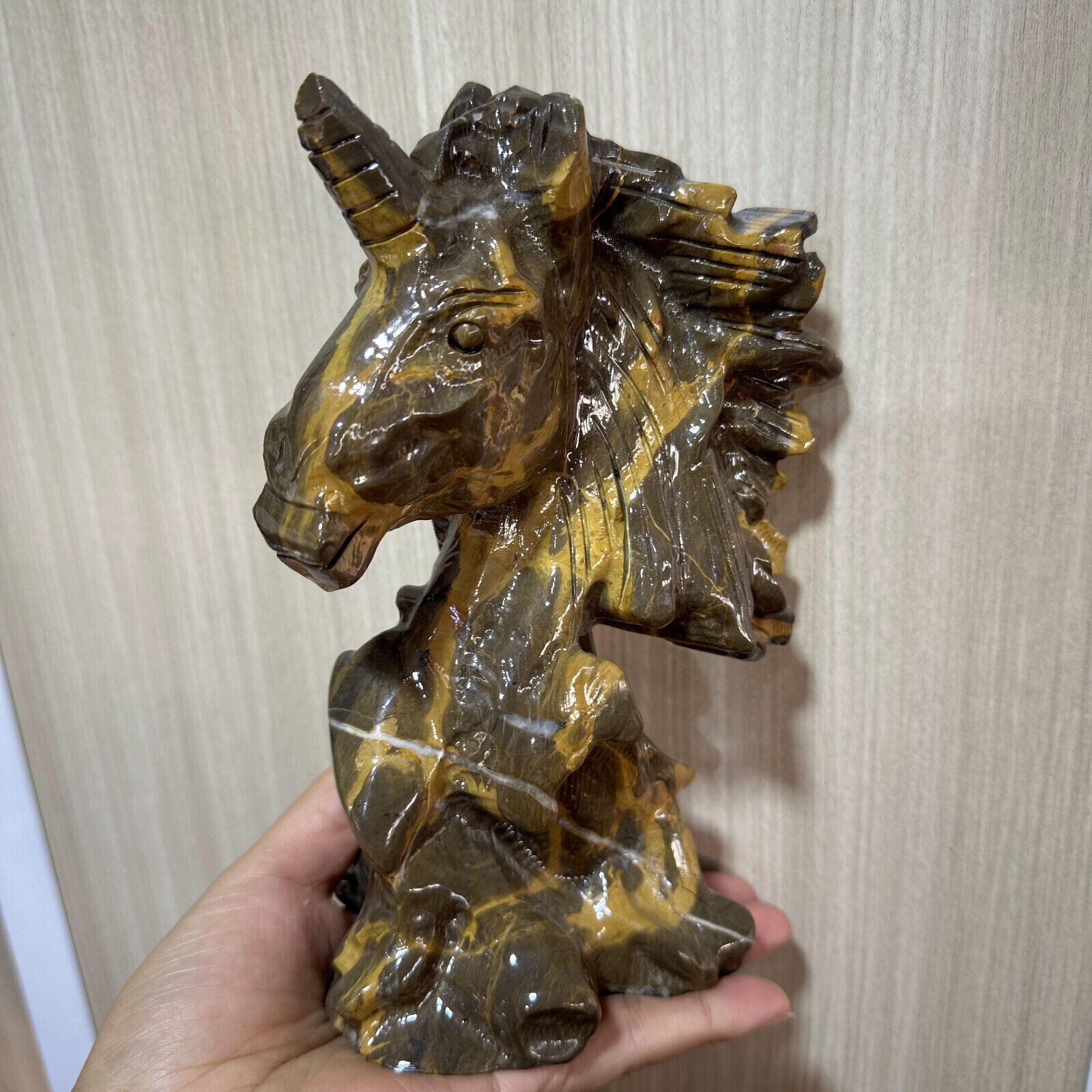 1pc natural Sand topaz hand engraving unicorn skull crystal healing energy gift