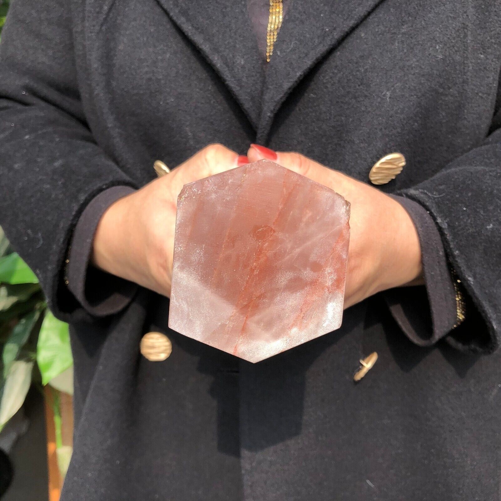 3 LB Natural 8.25″ Red Gum Flower Quartz Obelisk Crystal Wand Point Healing