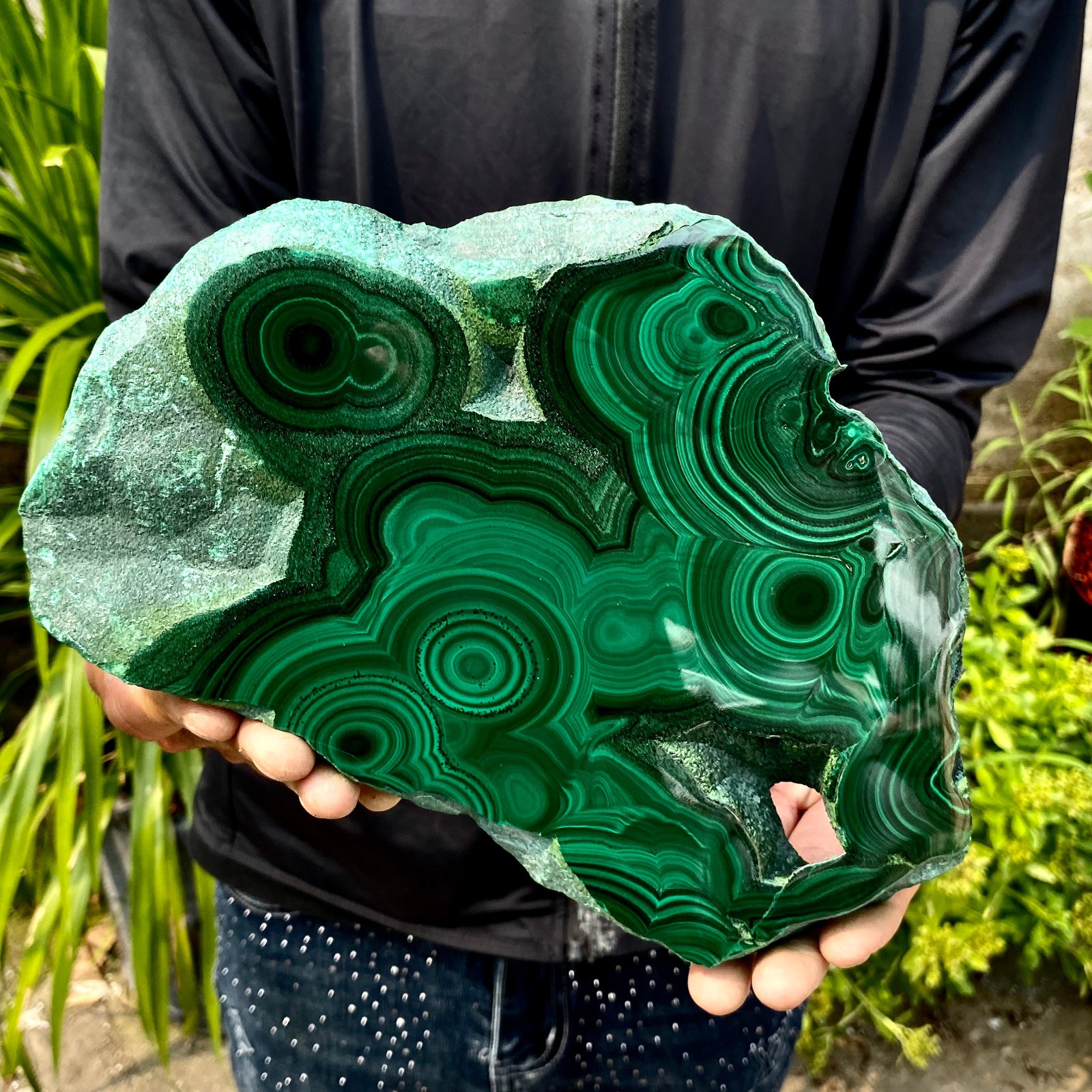 3.85LB Natural Green Malachite Slab Quartz Crystal Slice Ore Specimen Healing
