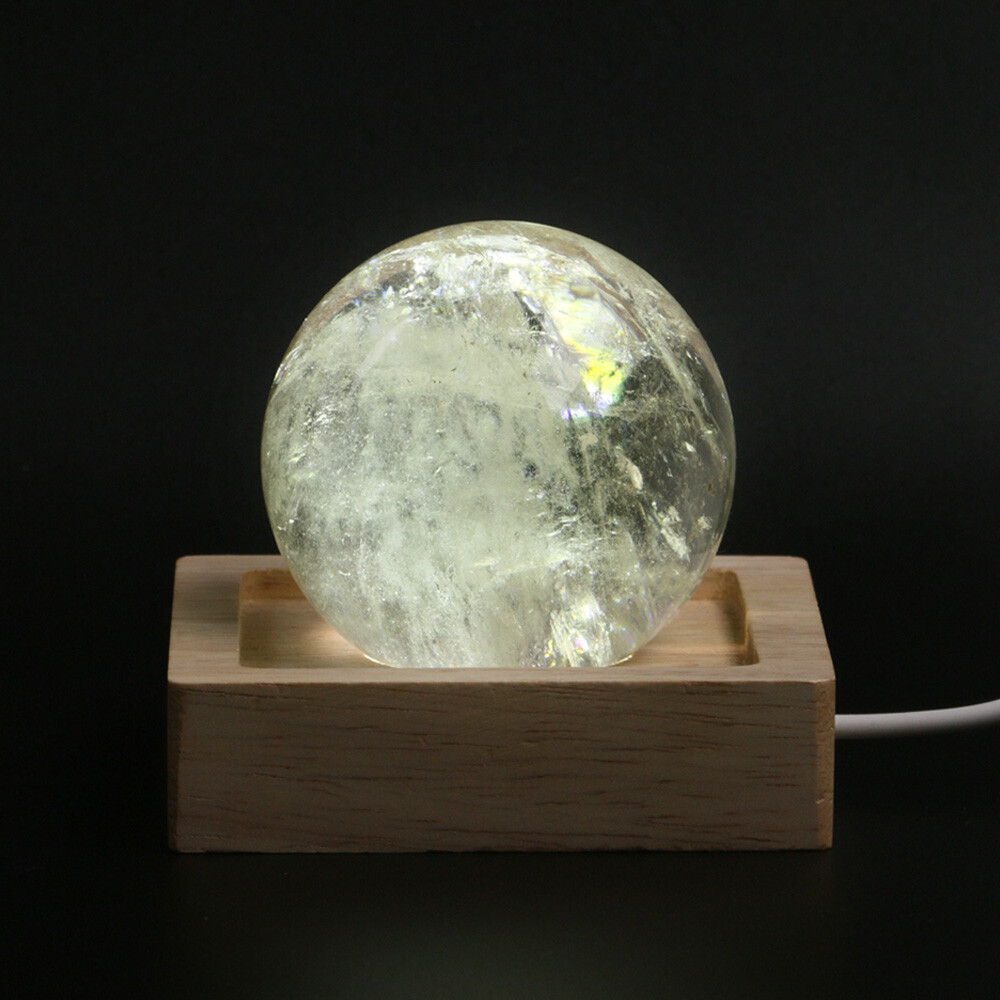 1PC Resin LED Lamp Display Base Wooden Lighted Base Stand for Laser Crystal