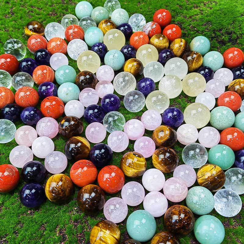 30Pcs 10MM Natural Gemstone No Holes Ball Bead Round Beads For Jewelry Making