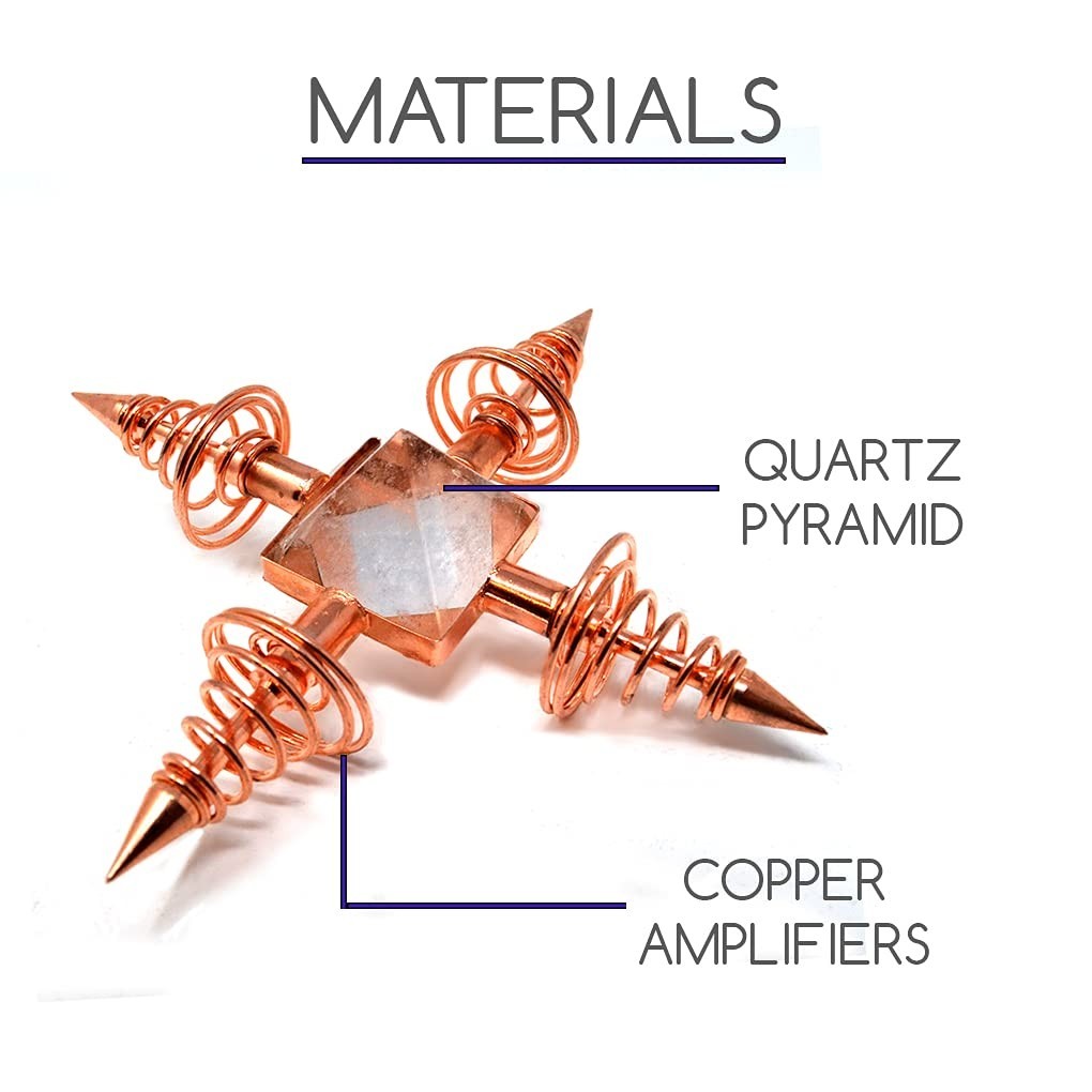 Copper Energy Generator with Quartz Pyramid & Coils for Healing, Reiki, Chakra B