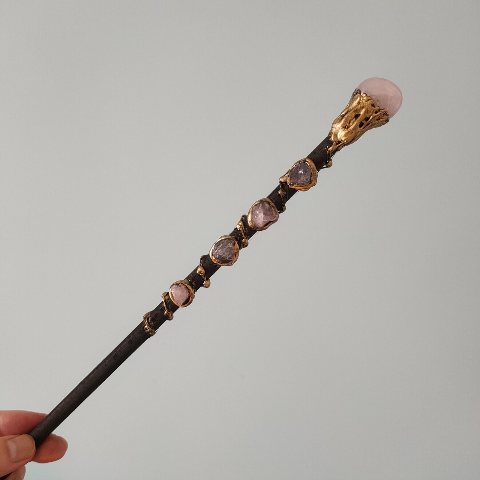 Rose quartz witch wand Ceremonial Altar Goddess Faerie crystal Wicca Cosplaying
