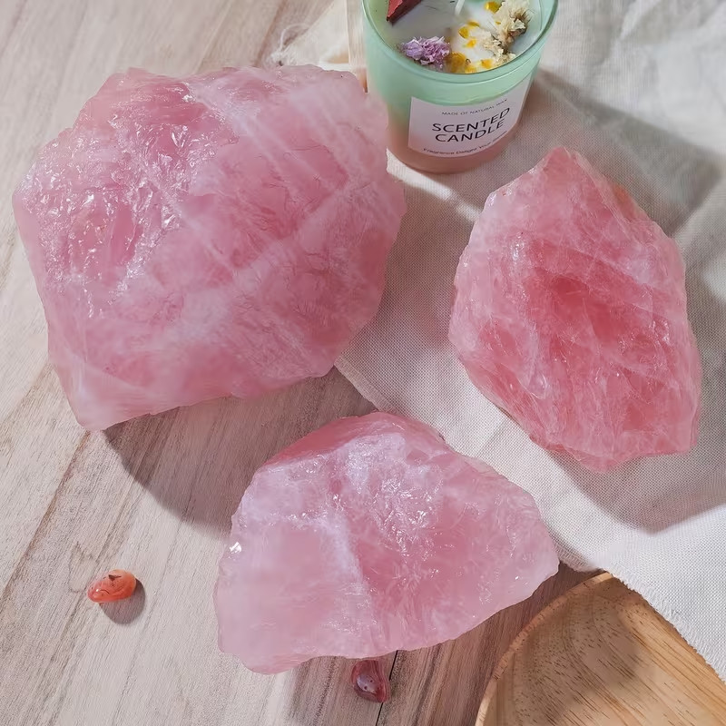 Rose Quartz Raw Stone, Natural Pink Gemstone Mineral Specimens, Rough Raw Stones