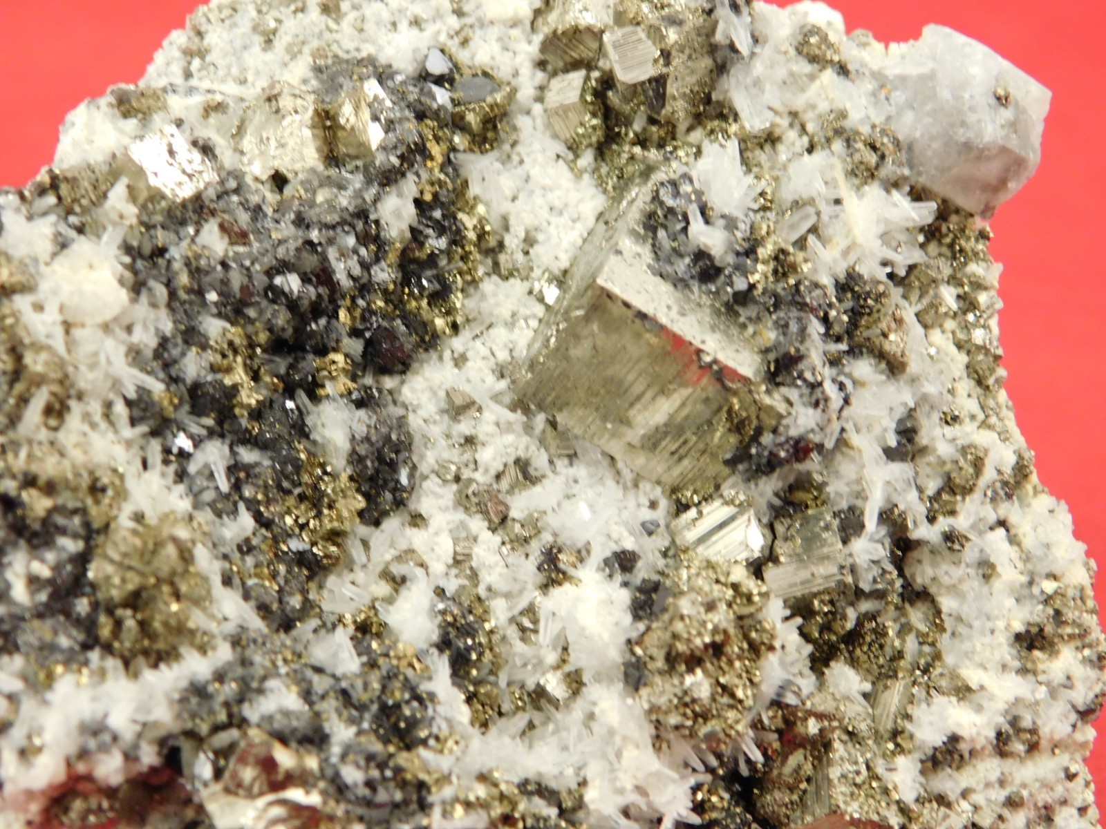 Larger! PYRITE Crystal CUBE Cluster with Druzy Quartz From Peru 314gr