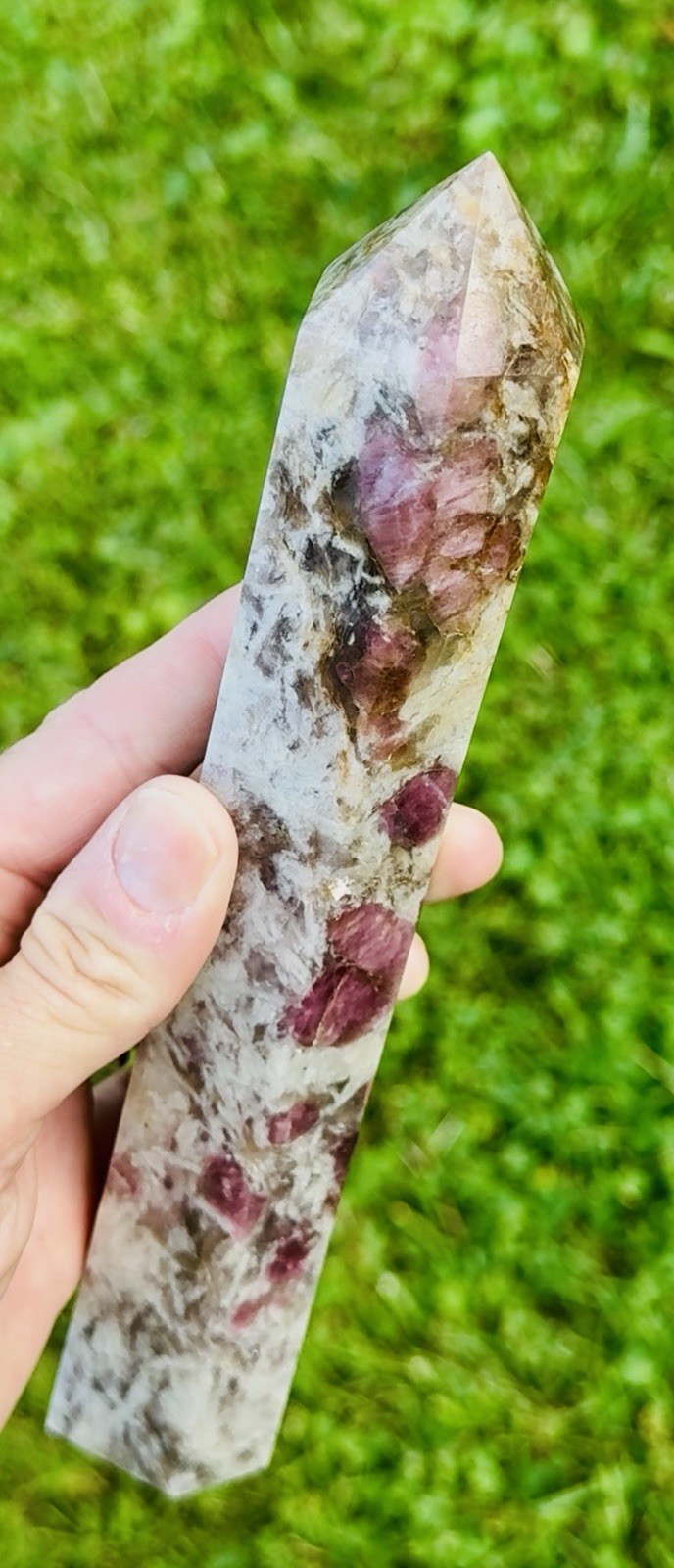 9 in. Pink Tourmaline Tower 598g