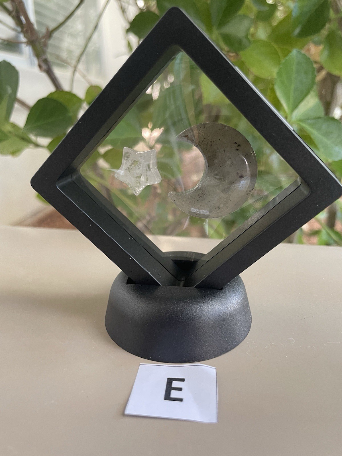 1″ x 1 1/4″ Labradorite Moon & 1/4″ Clear Quartz Star W/Display (QTY: 1)