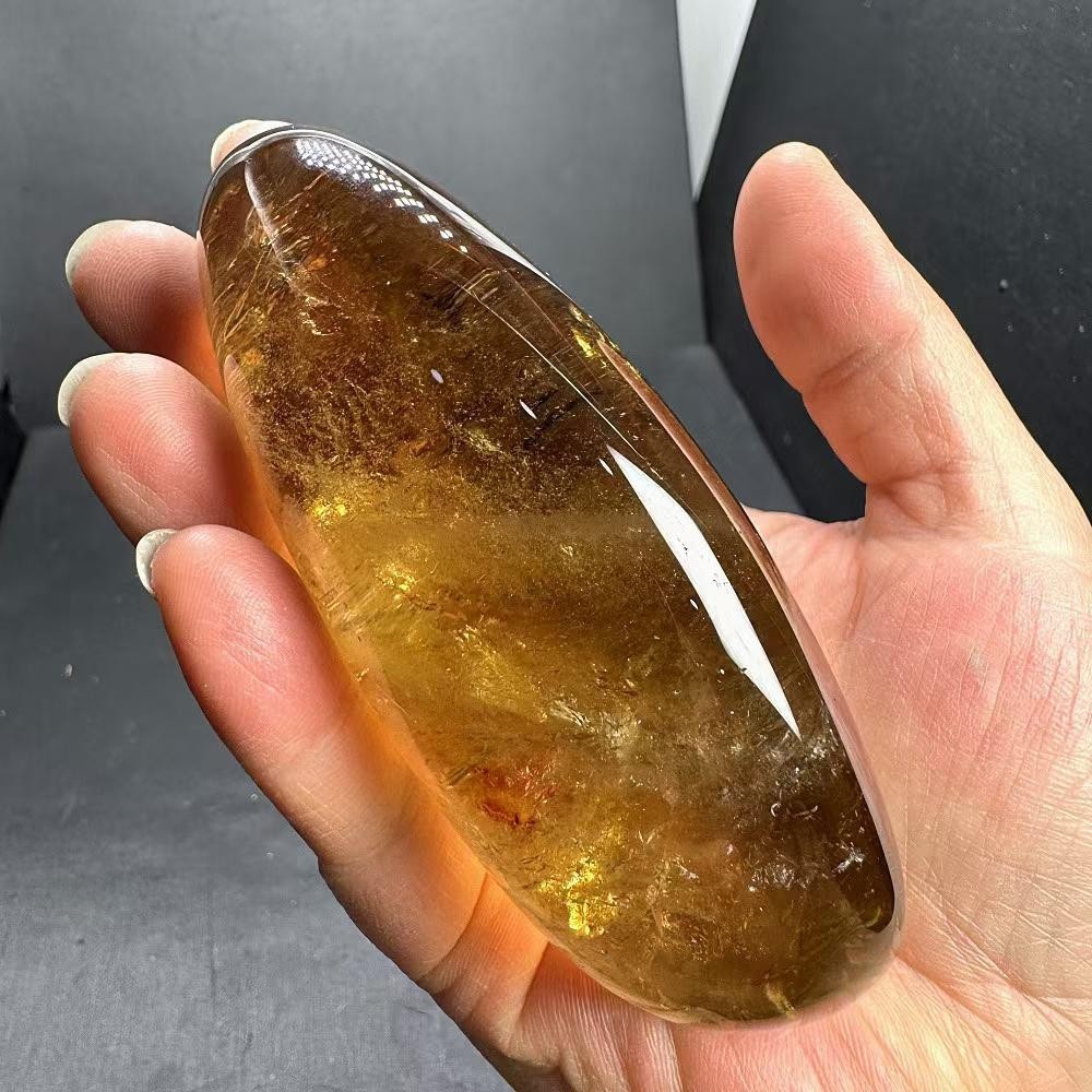 352g Natural Citrine Quartz Carved Palm Polished Crystal Reiki Healing