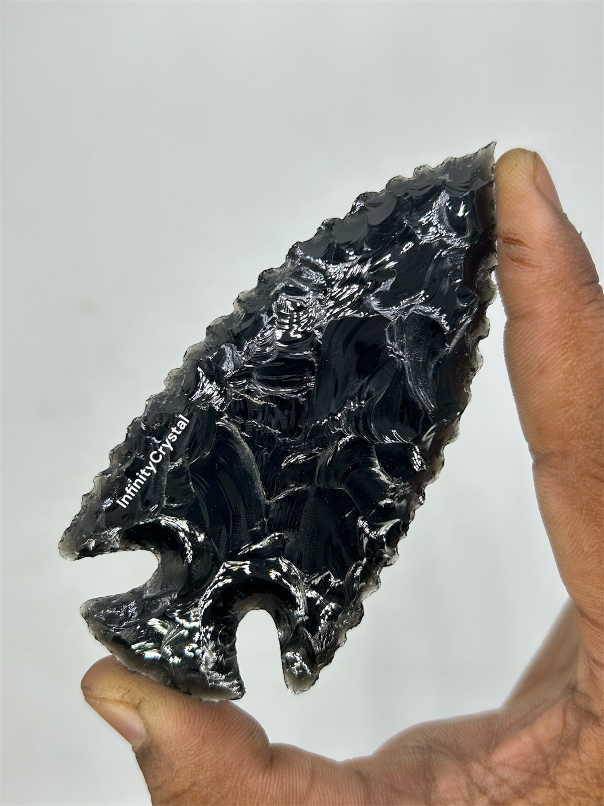3.5” Obsidian Spear Tip,Chakra Crystal Arrowhead ,Wiccan Altar Talisman Tool.