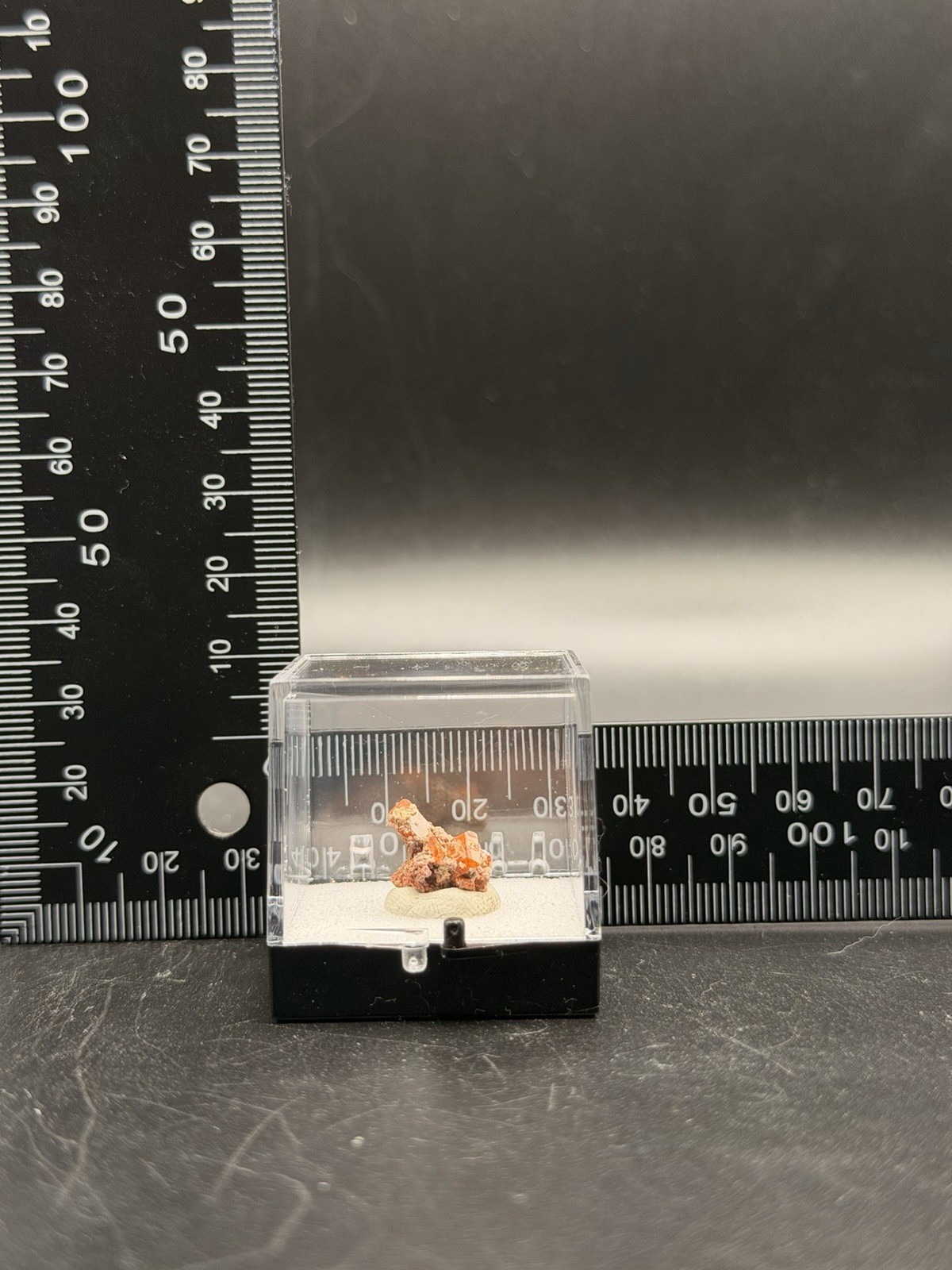 Old Stock Deep Red Wulfenite Crystal Cluster (Thumbnail) – Red Cloud Mine, AZ
