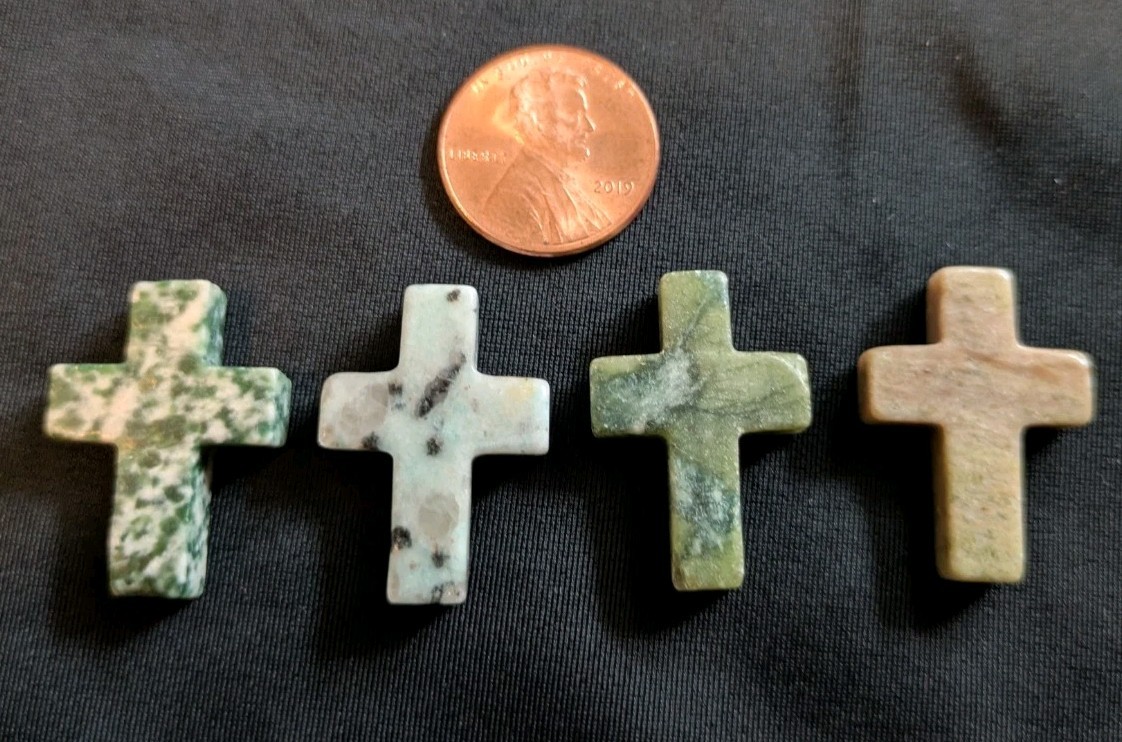 1″ Mini Crystal Crosses Natural Quartz Cross Shaped Worry Stones Charms – #6