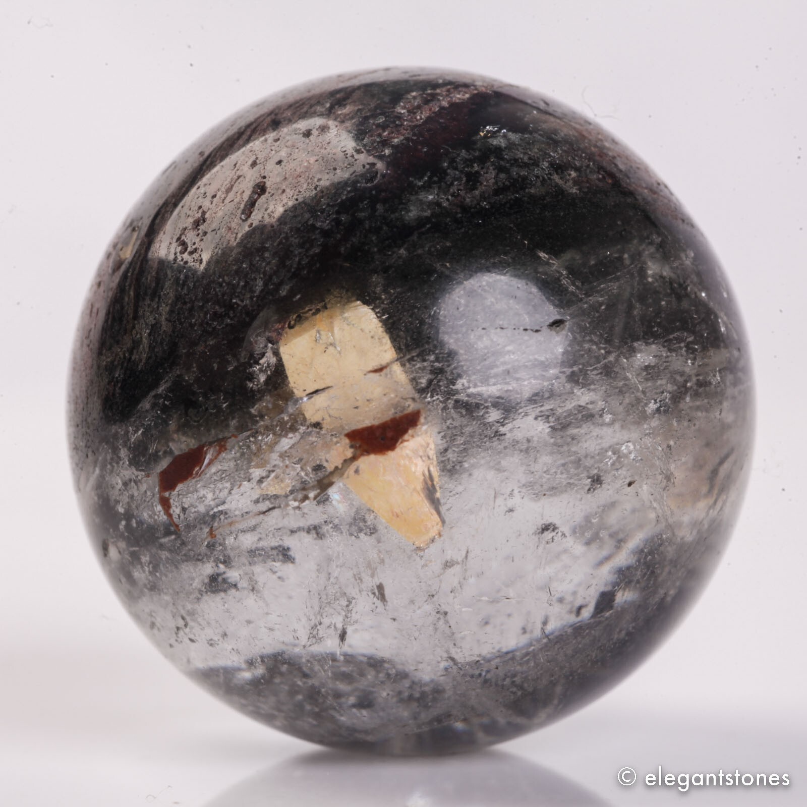 63g36mm Natural Garden/Phantom/Ghost/Lodolite Quartz Crystal Sphere Healing Ball