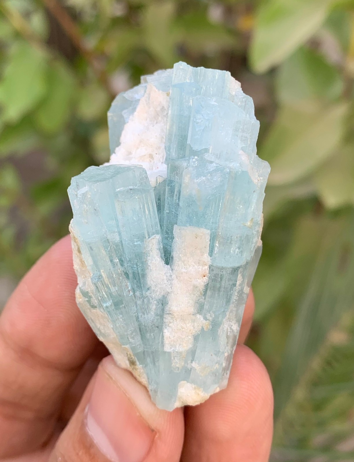 38 Gm Natural Sky Blue Aquamarine Crystal Cluster Specimen From Skardu Pakistan