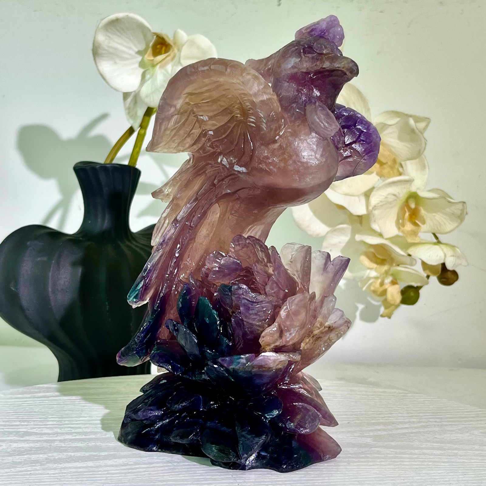 6.43LB Natural fluorite quartz products, hand carved and polished spiritual orn