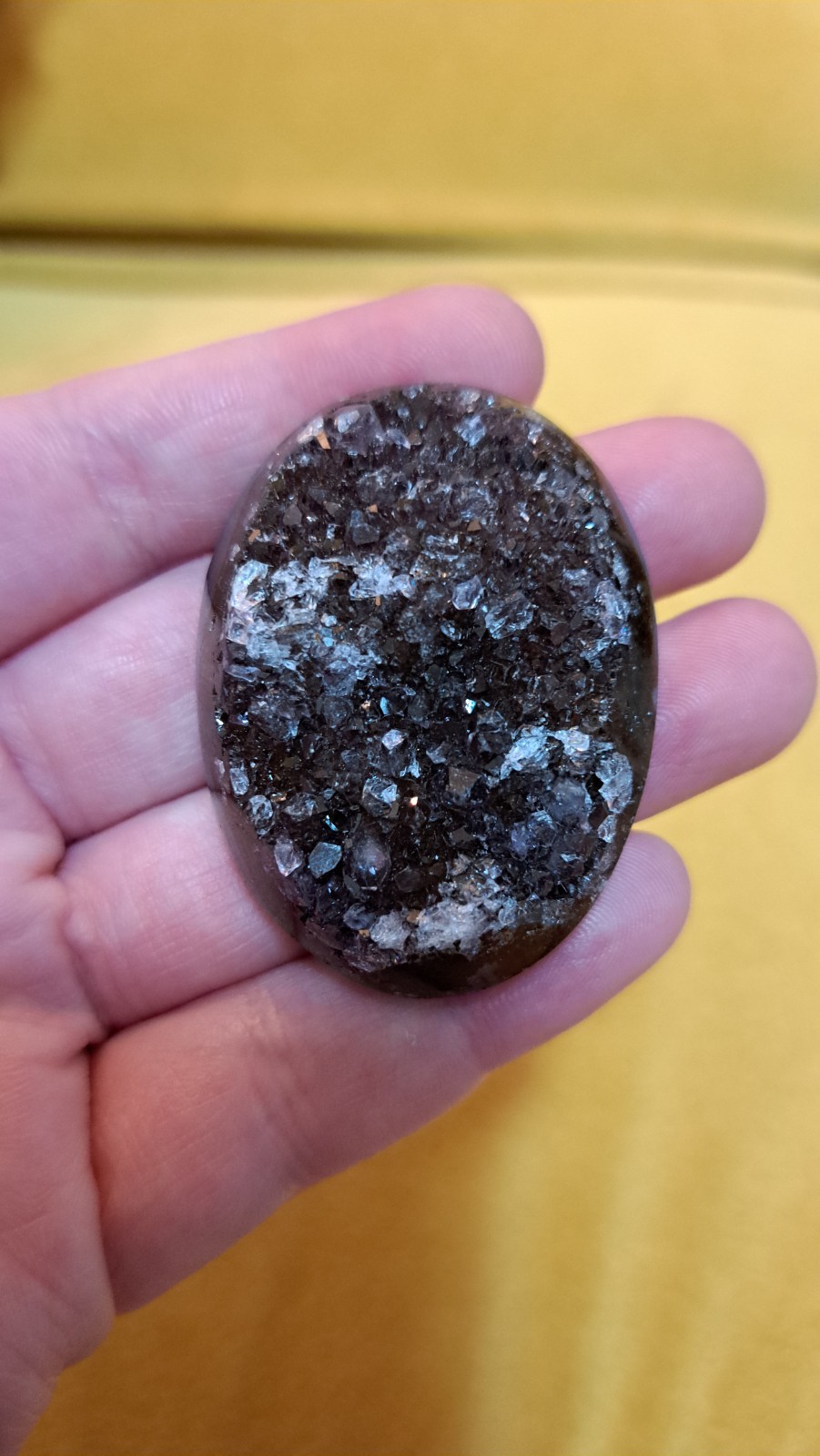 Oval Drusy Agate Stunning Black Geode Sparkling Gemstone Druzy 48mm