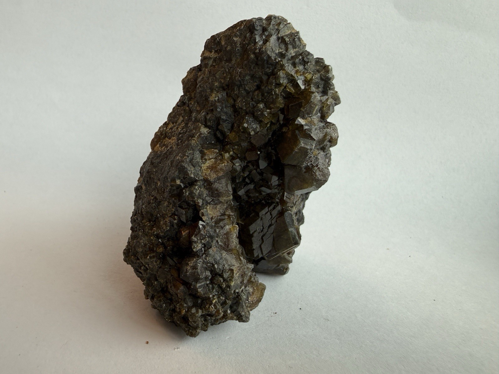 Natural Andradite Garnet Crystal Cluster 224g Olive Brown Mineral Specimen