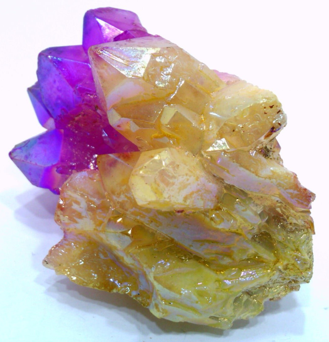 ✅ Color Flame~Pink & Yellow~Aura~Electroplate~Quartz Crystal Cluster~205 grams