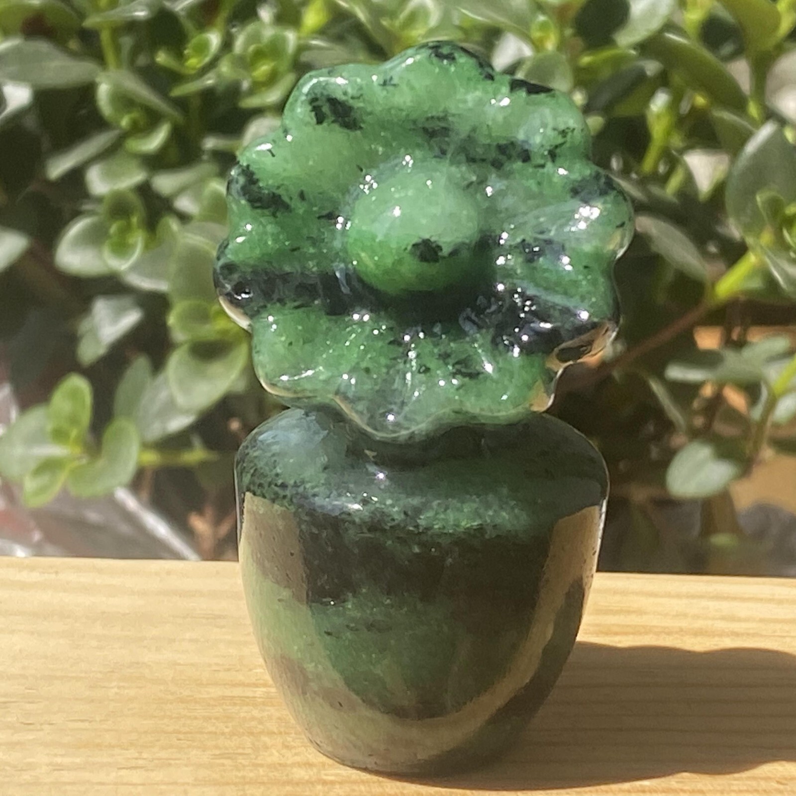 1 Pc Natural Zoisite Crystal Quartz Carved Potted Sunflower Gem Reiki Healing 2″