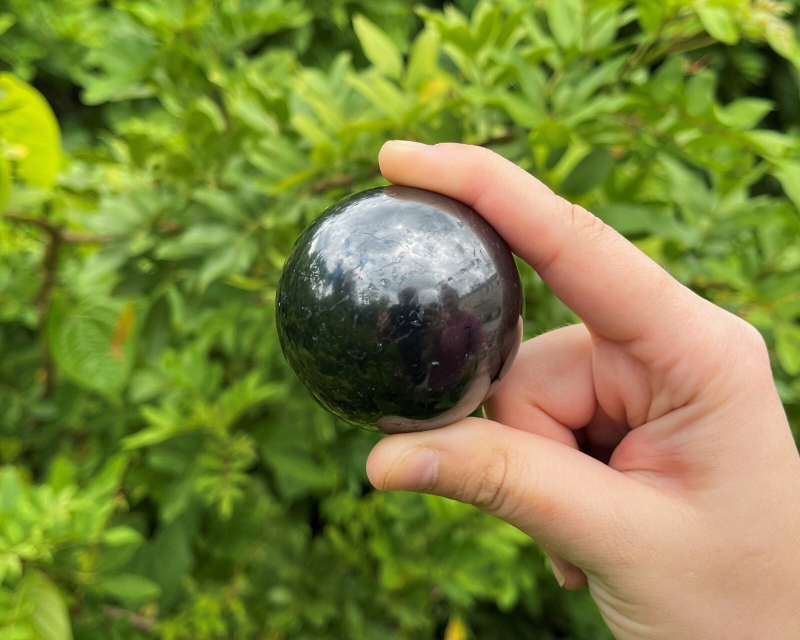 LARGE Shungite Crystal Sphere Medium 50 mm Sphere + Stand (2″ Shungite Sphere)