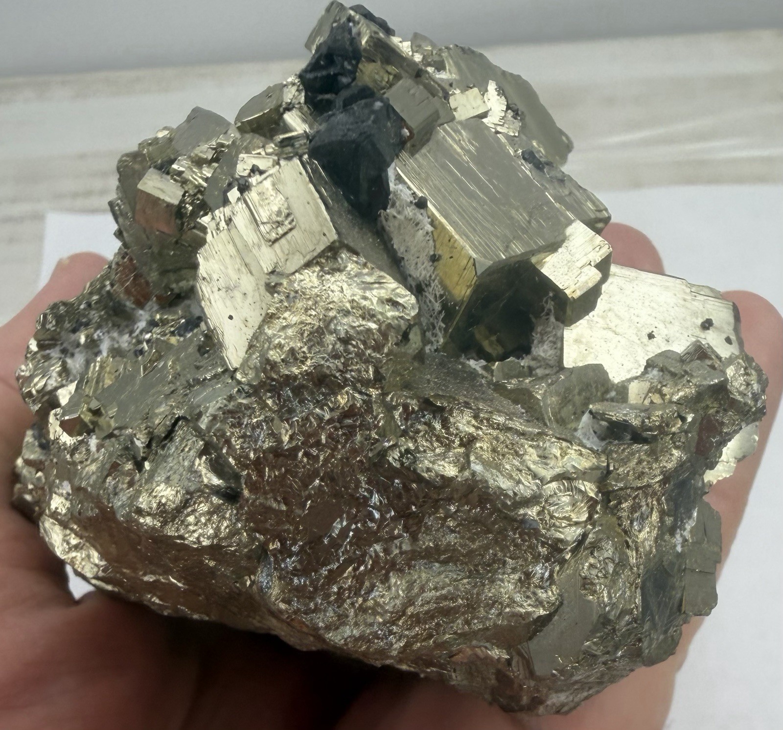 Awesome Large Natural Pyrite Crystal Cluster Peru 2.5+ Pounds 1185 Grams NICE!!