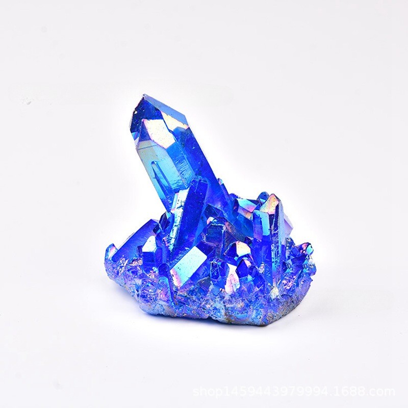 50g Natural Aura Blue Titanium Ore Stone Quartz Crystal Cluster Energy Specimen