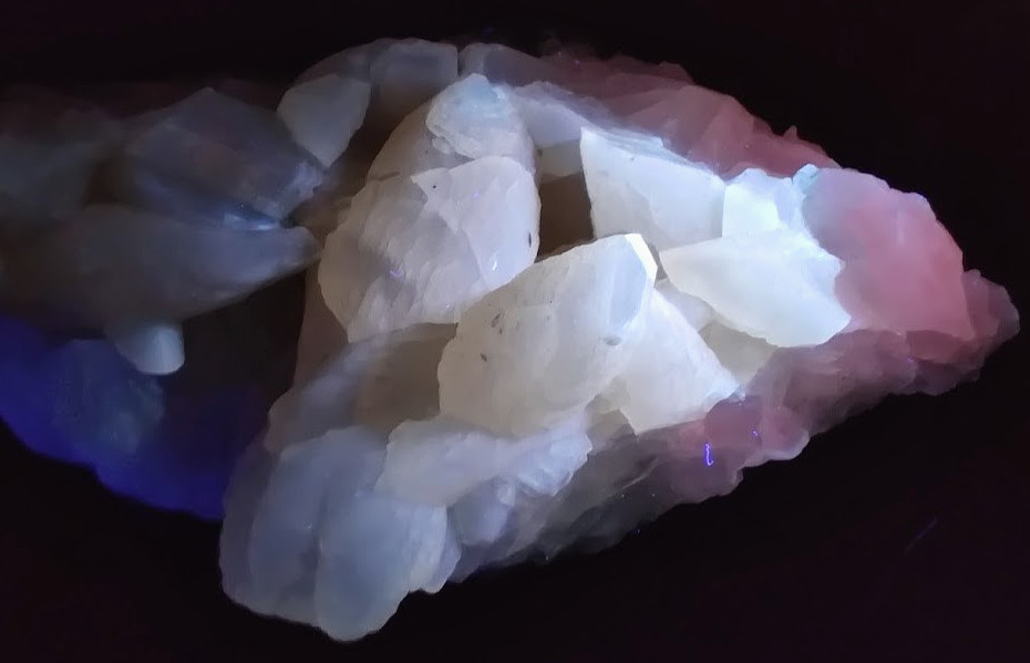 XXL Pink & White UV-Reacting Calcite Specimen: 2lb Museum Grade, See VIDEO