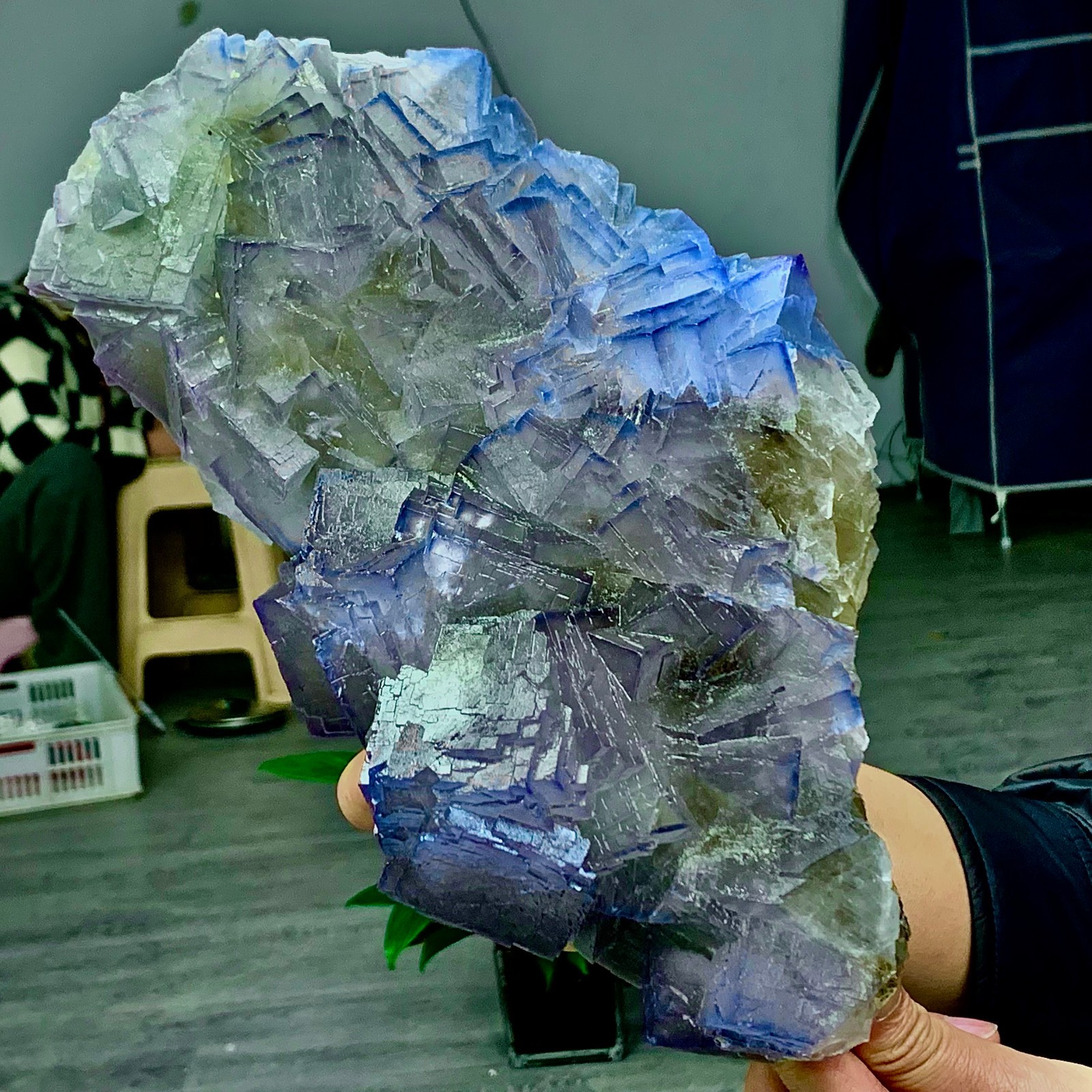 9.57LB Natural purple QR code fluorite cubic crystal mineral specimen
