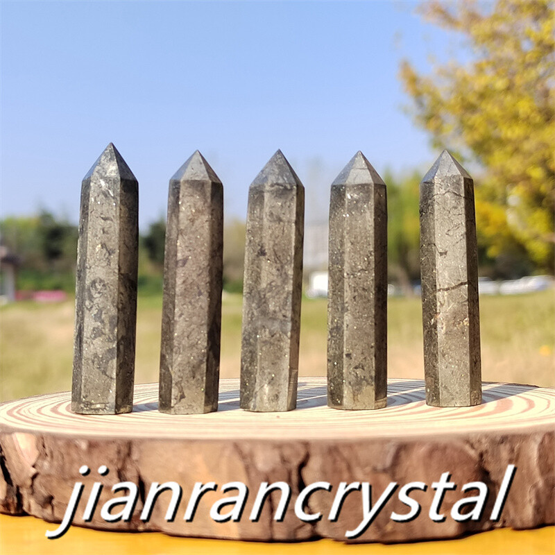3pcs Natural Pyrite Wand Quartz Crystal Obelisk Point Tower Healing 5.5cm