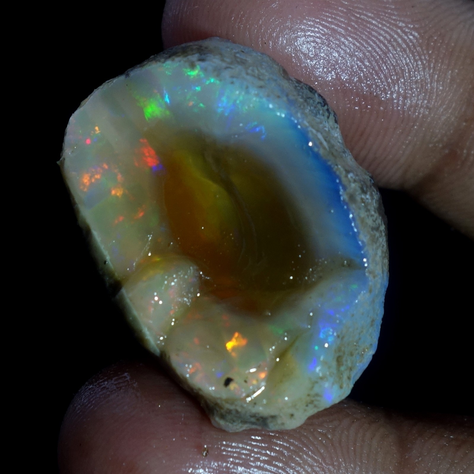 AA+ Ethiopian Oli Opal Rough Entreated Welo Opal Multi Fire Color Flash 56.20Cts