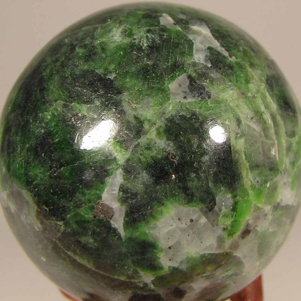 2″ Rare Green CHROME DIOPSIDE Gemstone Sphere w/ Stand – Siberia, Russia – 52mm
