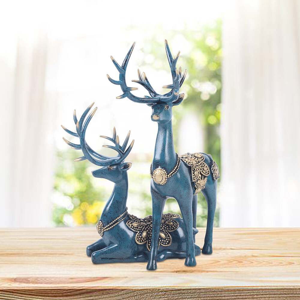 A Pair of Sika Deer Statues, Modern Sika Deer Figurines, Sika Deer Ornaments